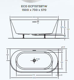 ECO Back-to-wall bath-GLOSS WHITE 1500mm