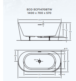 ECO Back-to-wall bath-GLOSS WHITE 1400mm