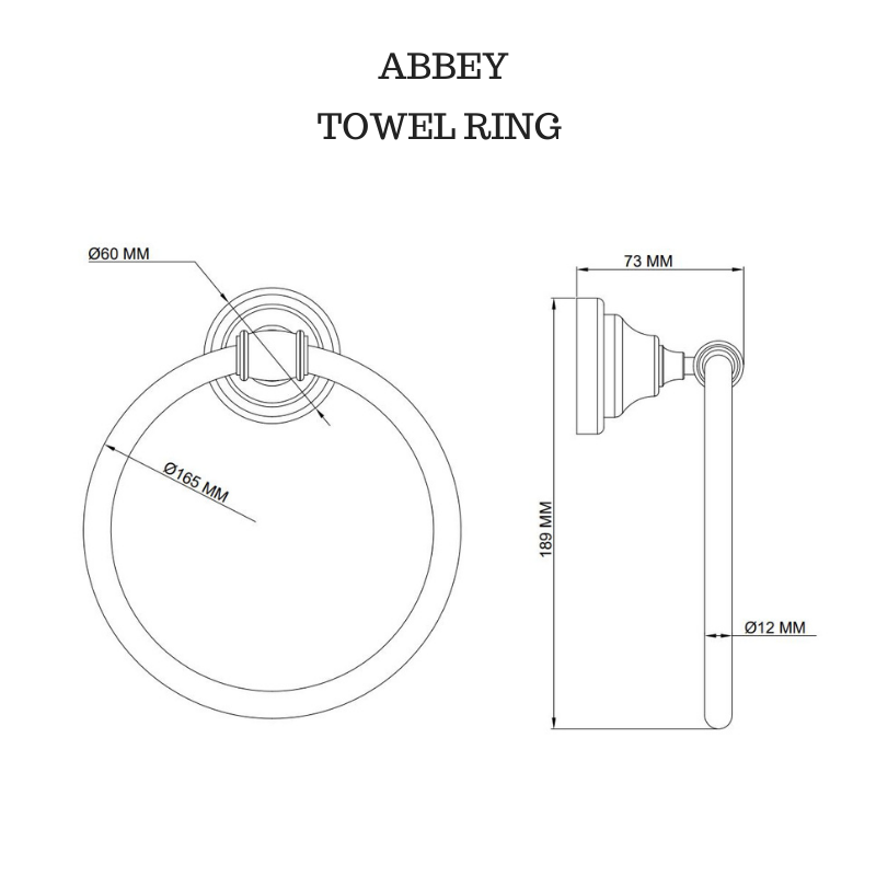 ABBEY TOWEL RING - MATT BLACK