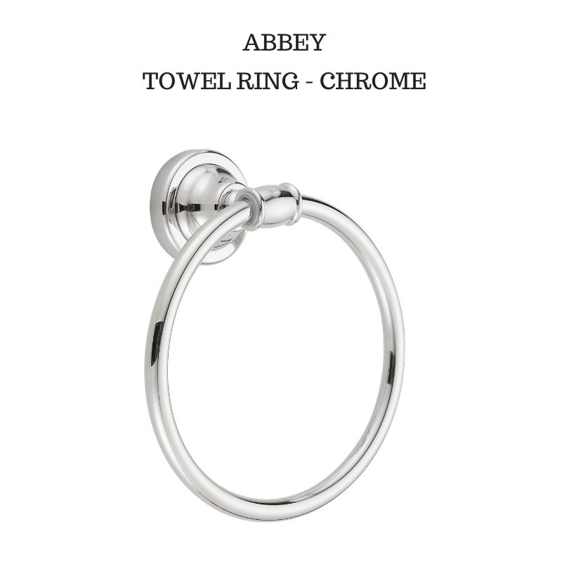 Classic Hamptons Style ABBEY TOWEL RING -Polished Chrome  SALE