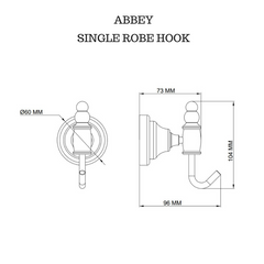 Hamptons Style Classic Robe Hook - ABBEY Chrome