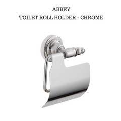 Classic Hamptons Style TOILET PAPER ROLL HOLDER with cover flap - ABBEY Chrome  -  SALE