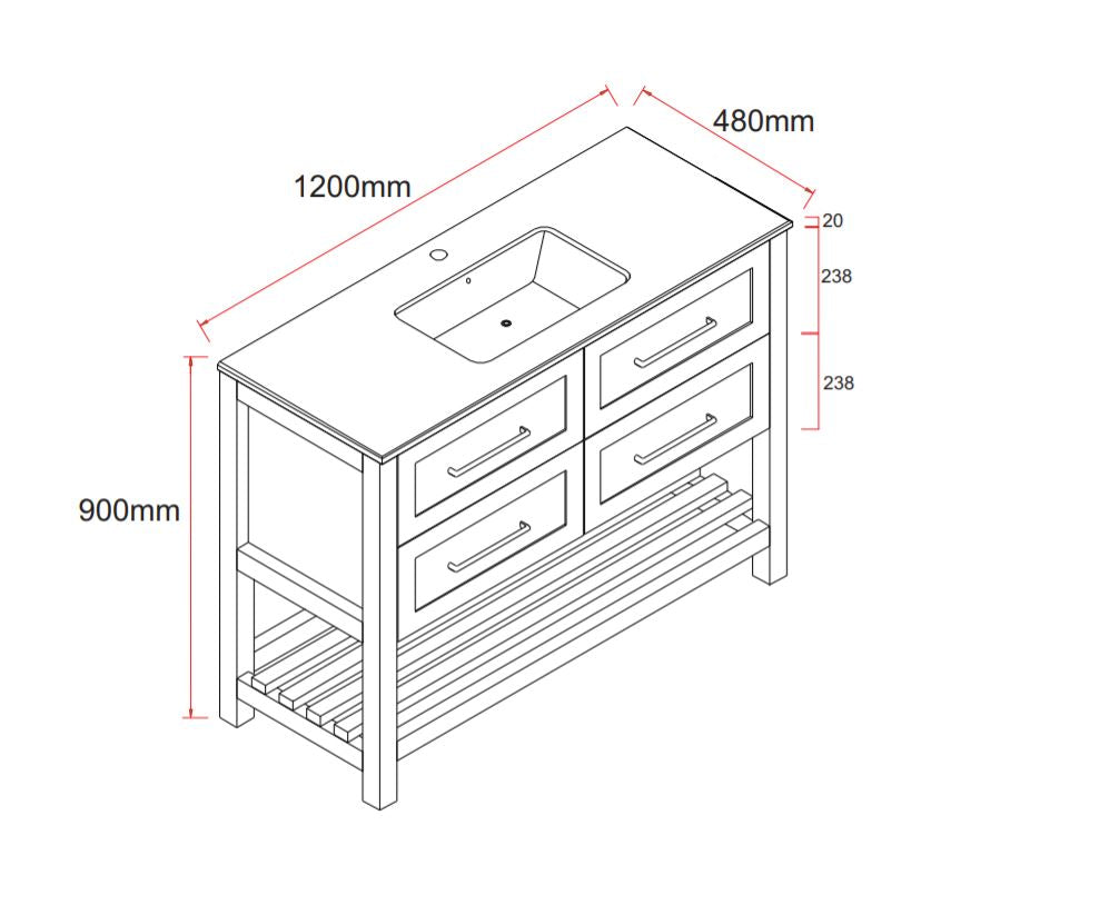 California 1200mm Bathroom Vanity - ARRIVING MID JUNE!