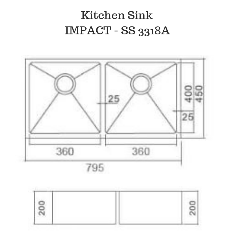 Stainless Steel Kitchen Sink - SS 3318A