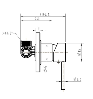 JESS WT 509CBK Pin Handle Shower Mixer- BLACK