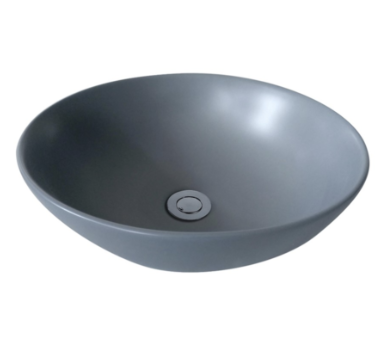 MATTE GREY ROUND SLIM CERAMIC BASIN 400MM