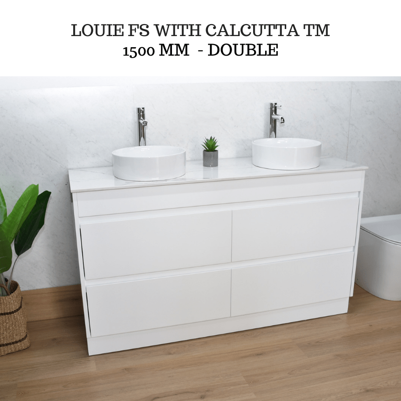LOUIE Freestanding 1500mm Double Basin Bathroom Vanity