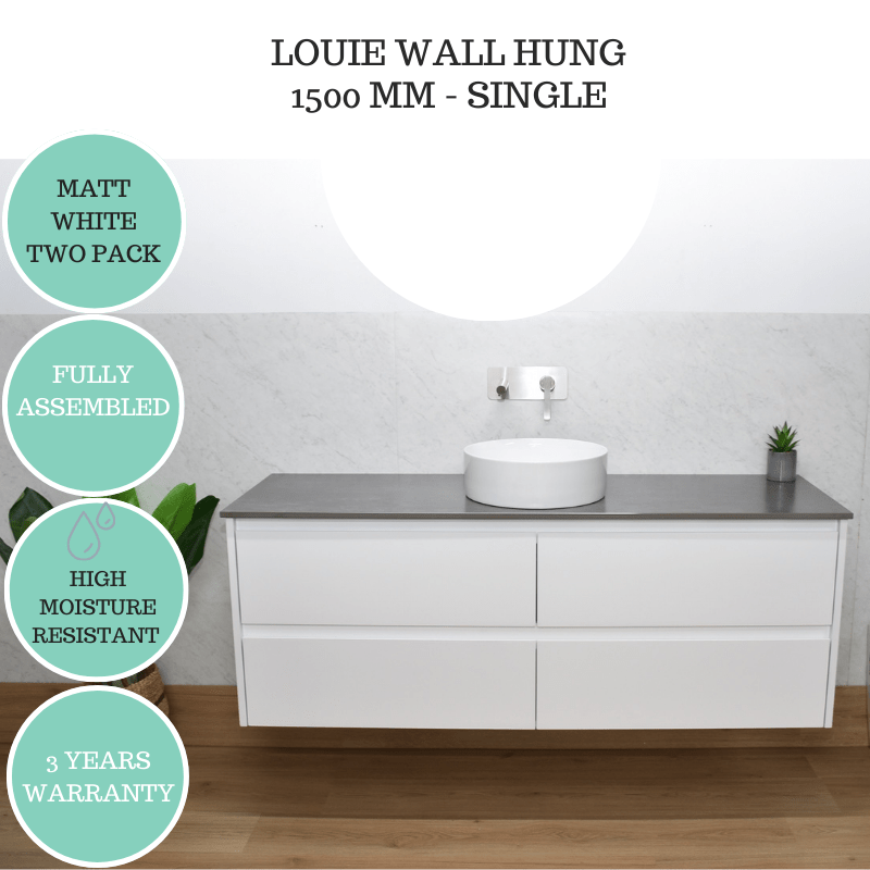LOUIE WALL HUNG 1500mm Bathroom Vanity Single Basin