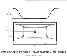 ELITE Island Bath LOW profile 1700mm MATTE white Acrylic (Copy)