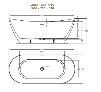 LUKA Freestanding -GLOSS WHITE 1700mm