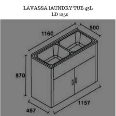 LAVASSA Double Bowl 2x45L  Laundry Trough& Cabinet
