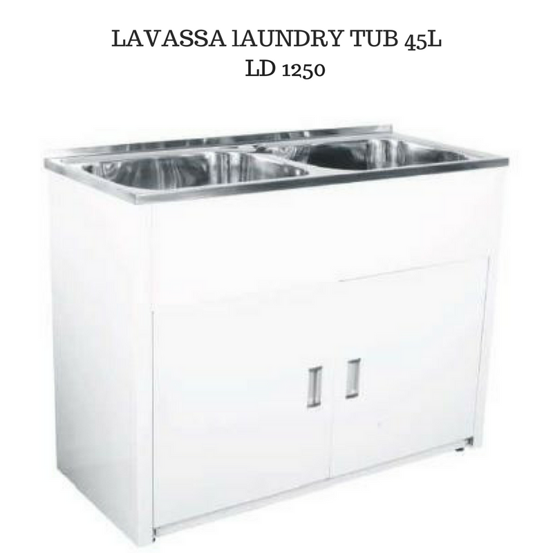LAVASSA Double Bowl 2x45L  Laundry Trough& Cabinet