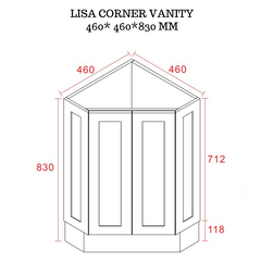 LISA 460MM FREESTANDING CERAMIC BASIN CORNER BATHROOM VANITY