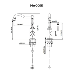 MAGGIE Classic Style Basin Mixer Polished Chrome