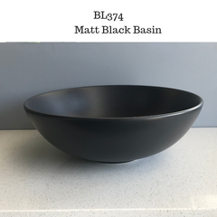 BL374 Round top mount Matte Black basin