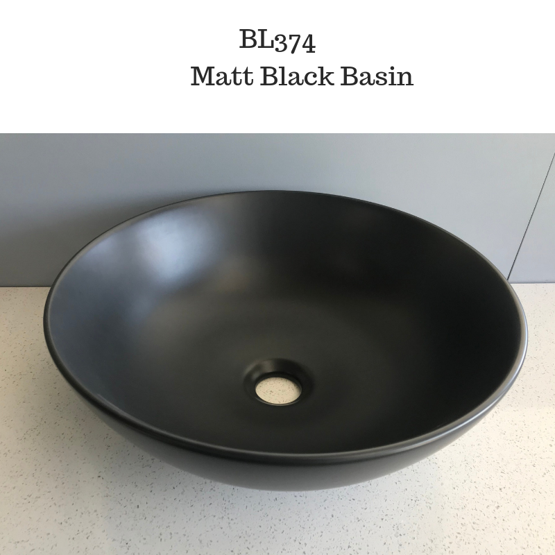 BL374 Round top mount Matte Black basin