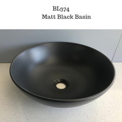 BL374 Round top mount Matte Black basin