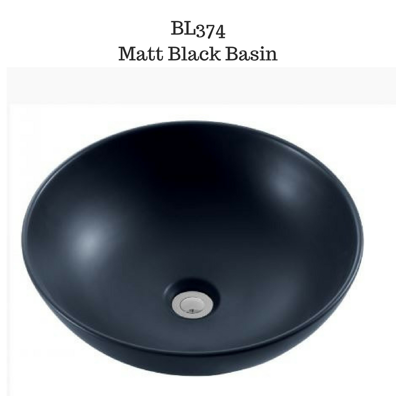 BL374 Round top mount Matte Black basin