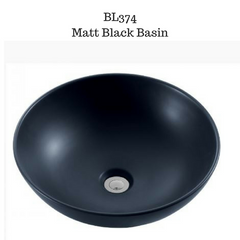 BL374 Round top mount Matte Black basin