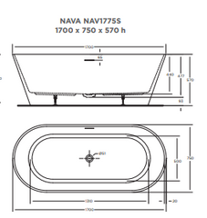 NAVA Freestanding bath-GLOSS WHITE 1700mm