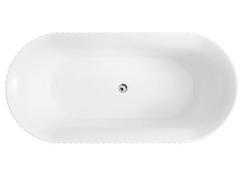 PIAZA-SQUARE fluted OVAL bath-GLOSS WHITE OR MATTE WHITE 1500MM