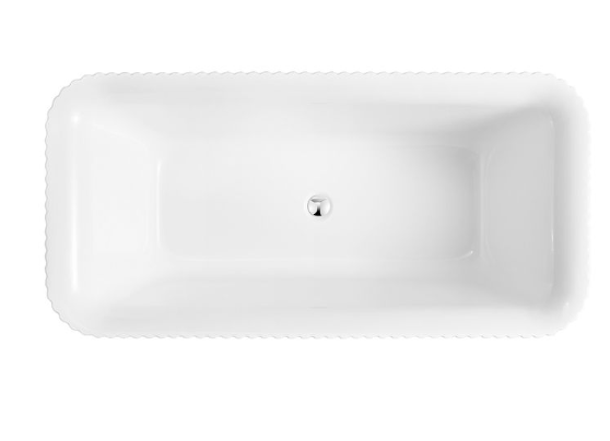 PIAZA-SQUARE fluted Rectangle bath-GLOSS WHITE 1700MM