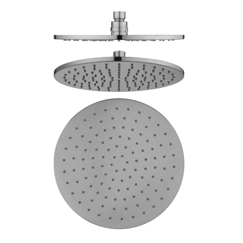 Pentro 250mm Brushed Nickel Solid Brass Round Rainfall Shower Head - sr010.05