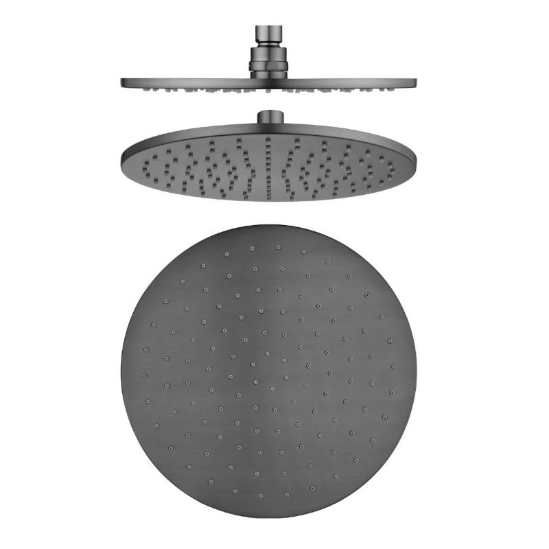 Pentro 250mm Gun Metal Grey Solid Brass Round Rainfall Shower Head - sr010.06