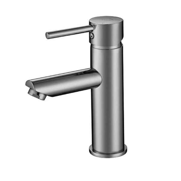 Round Pin Handle Basin Mixer Short Brushed Nickel - BT23.05