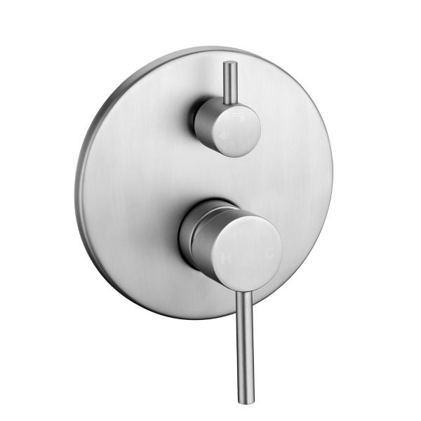 Round Pin Handle Shower/ bath Mixer with Diverter Brushed Nickel - WT 010BN