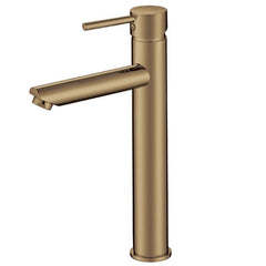 Round Pin Handle Basin Mixer Tall Brushed Gold - TBT20.04