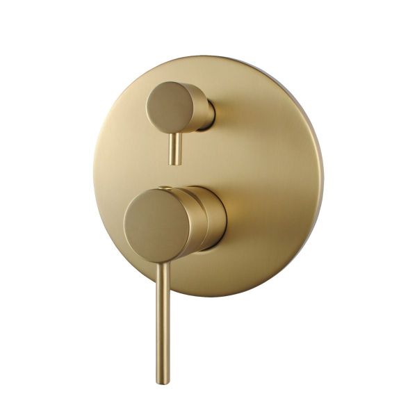Round Pin Handle Shower/ bath Mixer with Diverter Brushed Gold - WMD25.04