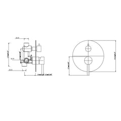 Round Pin Handle Shower/ bath Mixer with Diverter Gun Metal - Pentro WMD25.06