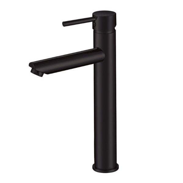 Round Pin Handle Basin Mixer Tall Matte Black  - WT 6651HBK