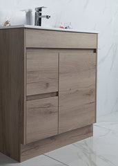 YORK 750 Freestanding Timber Look Powder Room Slim Vanity