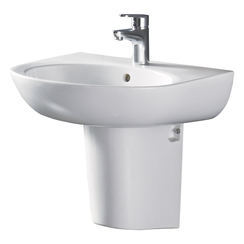 Stella Care Wall Basin With Integral Shroud, 1 Tap Hole