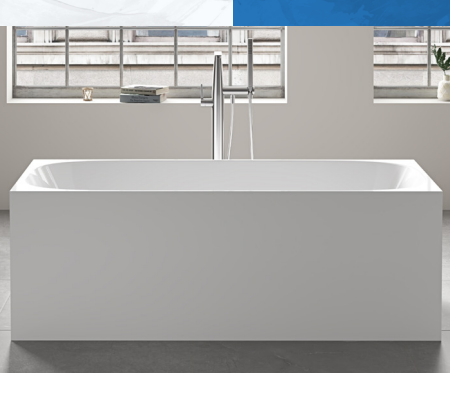 STUDIO SQUARE FREESTANDIND Back to Wall Bath 1500mm White Acrylic