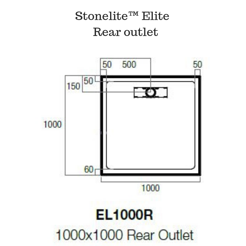 Low Profile Solid Shower base with long grate - Stonelite Elite