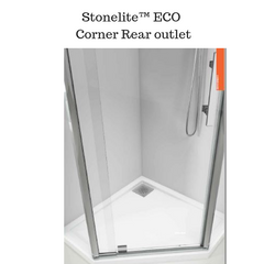Leak proof Corner Shower Base - Stonelite ECO  (Rear Outlet)