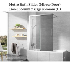 Sliding Shower Screen over Bath tub - Metro Bath Slider with Mirror Door