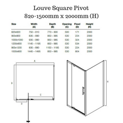 Framed Shower Screen with Pivot door - Louve Square Pivot