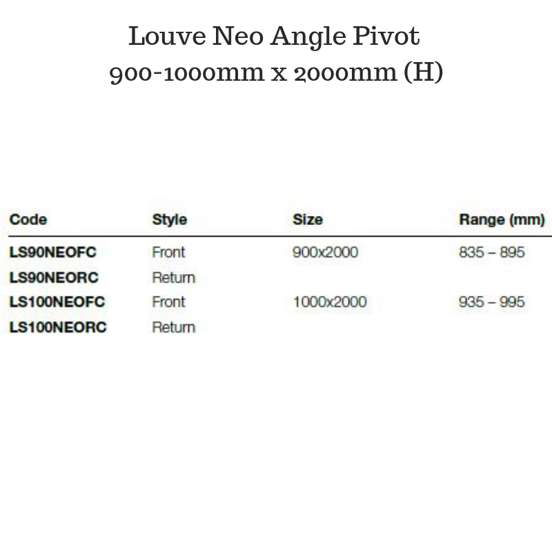 Corner Shower Screen - Louve Neo Angle Pivot
