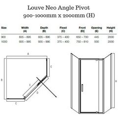 Corner Shower Screen - Louve Neo Angle Pivot