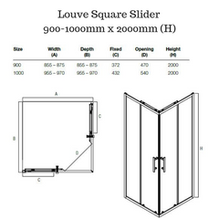 Corner Entry Shower Screen with Sliding doors - Louve Square Slider