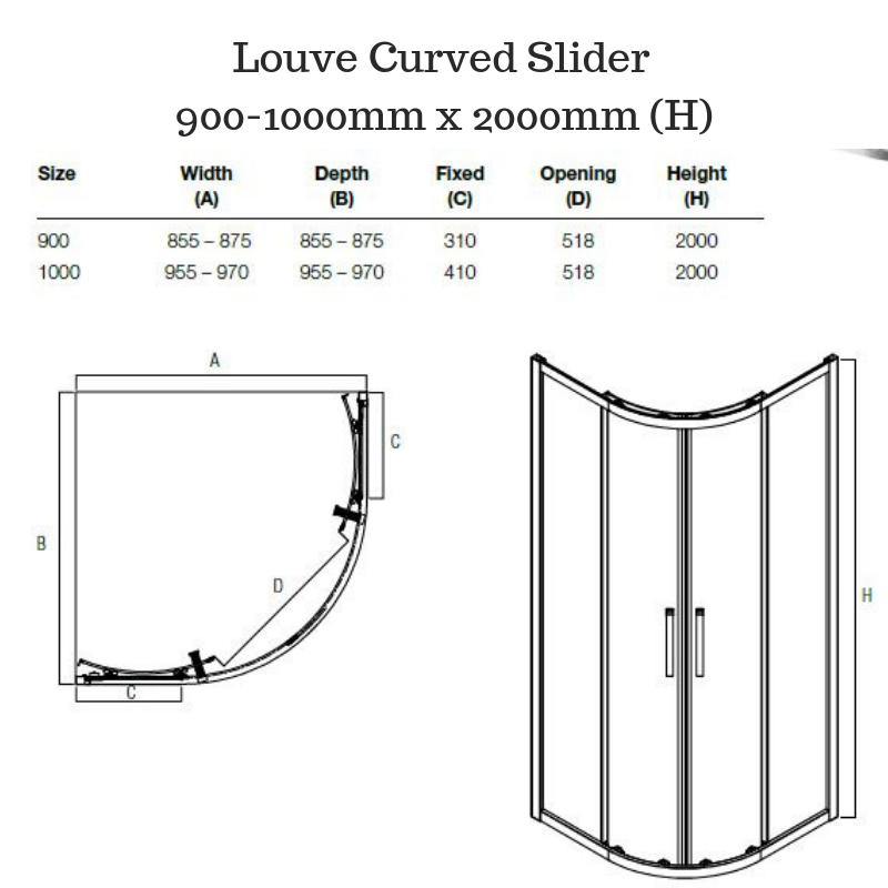 Corner Shower screen with curved sliding doors - Louve