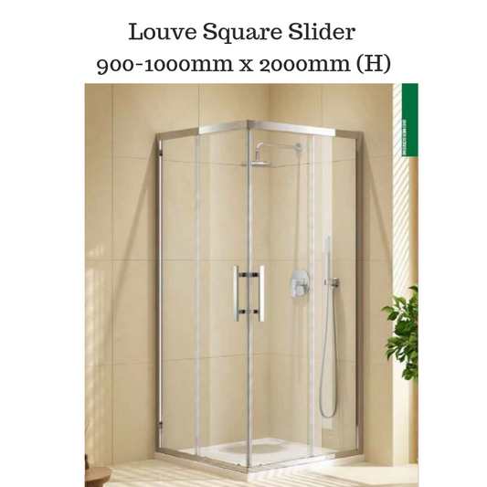 Corner Entry Shower Screen with Sliding doors - Louve Square Slider 800