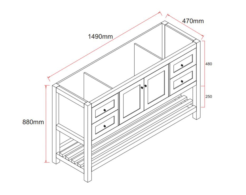 PARIS 1500mm Bathroom Vanity single Basin