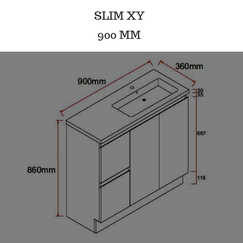 Slim XY 900mm Bathroom Vanity Freestanding