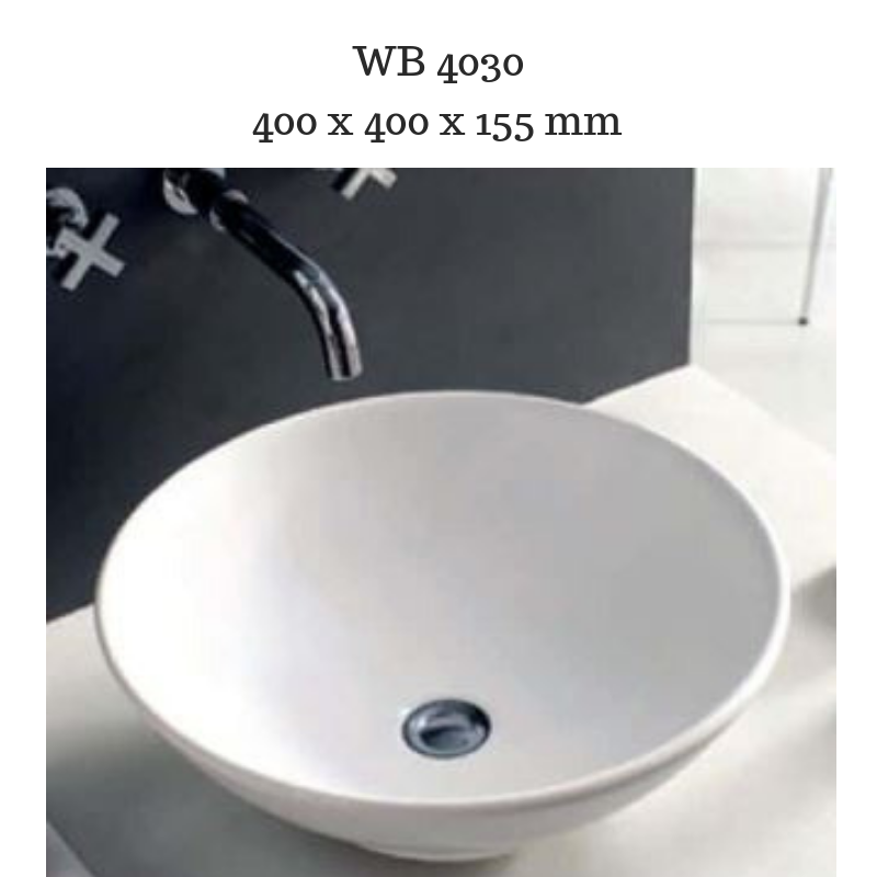 WB4030 Gloss white round Bathroom Basin