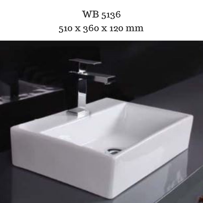 Square Wide Basin with Tap hole - WB5136